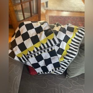 Mackenzie-Childs courtly check bath towel, hand towel, and washcloth.